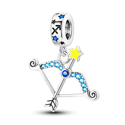 Zodiac Sign Charms for Bracelet Necklace 925 Sterling Silver Charms 12 Constellation/Horoscope Star Dangle Birthstone Beads, Birthday Jewelry Gifts for Women Men - color: Zodiac Sagittarius(11.22～12.21)