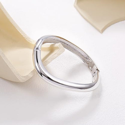 Elegance 11 designs Gold Plated Cuff Bangle Bracelets For Women Trendy Hinged Cuff Open Wide Chunky Gold Bracelet Minimalist Bangle Jewelry Gift - color: Silver Irregular
