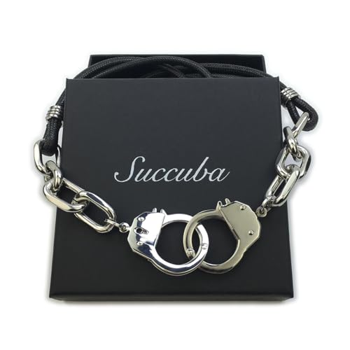 Succuba Stainless Steel Handcuff Choker Necklace Chain Pendant Choker Collar Necklace for Women and Men from 16 to 24 Inches with Box - color: C, size: 18 Inches