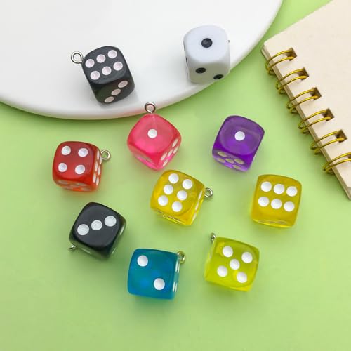 Sailanzi 30pcs Resin material semi transparent dice Pendant Jewelry Making DIY Keychain Earrings Pendant Various Design Charms for Jewelry Making Bracelets Necklace (SN151) - color: SN151