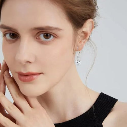 Silver Dangle Double Hoop Earrings For Women Paperclip Link Earring | Drop Small Silver Earrings Square Huggie Paperclip Dangly Hoop Silver Hoops Earrings Jewelry - color: Silver Heart