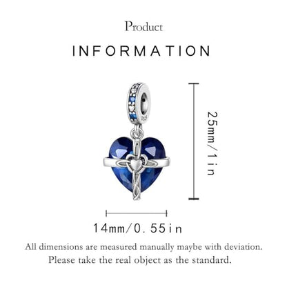 Birthstone Charms 925 Sterling Silver Heart Charms for Bracelets and Necklaces Birthday Day Christmas Gifts For Women - color: I-September