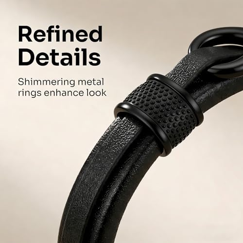 Men's Leather Infinity Bracelet Stainless Steel Number 8 Wristband Cuff Bangle Bracelets Gifts for Men, 8.3 & 9.1 inches - color: 04.Genuine leather & black infinity, size: 8.3inch(Fits most wrists.)