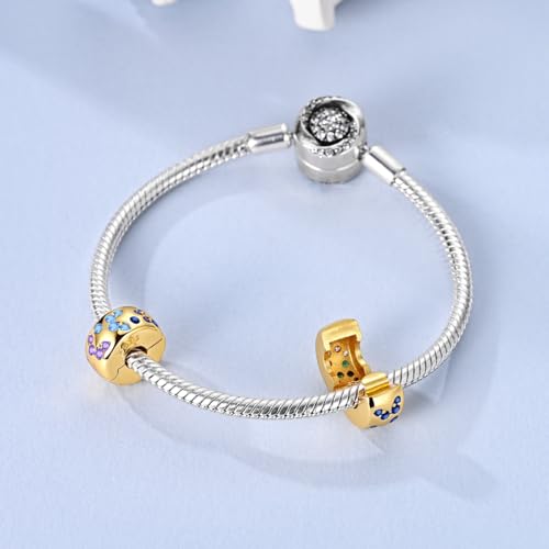 NARMO 925 Sterling Silver Charm Bead for Bracelets Silver Charms for Women - color: Butterfly(Gold)