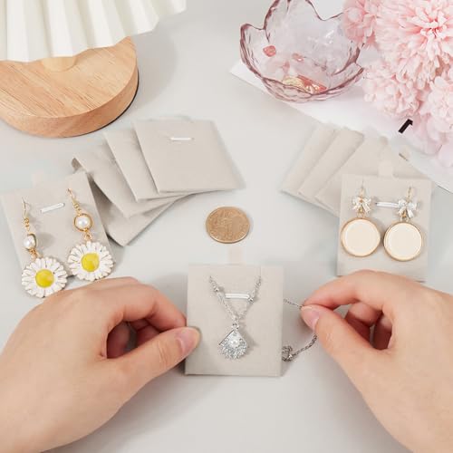24Pcs Jewelry Display Cards Necklace Display Cards Velvet Antique White Jewelry Display Stackable Tray Organizer Accessories for Selling Hanging Showing Necklaces Bracelets Earrings Rings