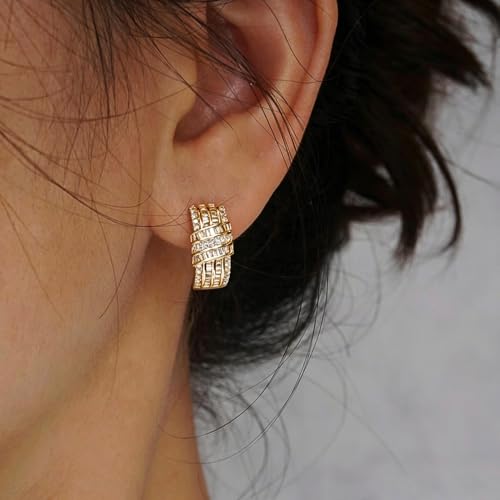 Modern Fashion Women Hoop Earrings Full Crystal CZ Wedding Trendy Jewelry - color: Gold Color
