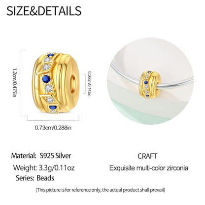 Charm for Bracelets and Necklaces Heart Cat Flower Boy 925 Sterling Silver Bead Birthday Jewelry Gift for Women - color: Gold Diamond Charm