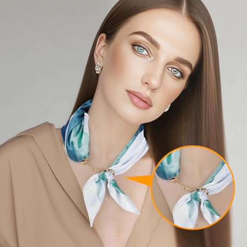 CooBigo 2pcs Scarf Ring Buckles, Metal Horsebit Silk Scarf Buckle, Scarves Rings and Slides for Women Scarves Clips, Shawls Clasp, Clothing Fashion Accessories (Gold and Silver 2pcs) - color: Gold and Silver 2pcs