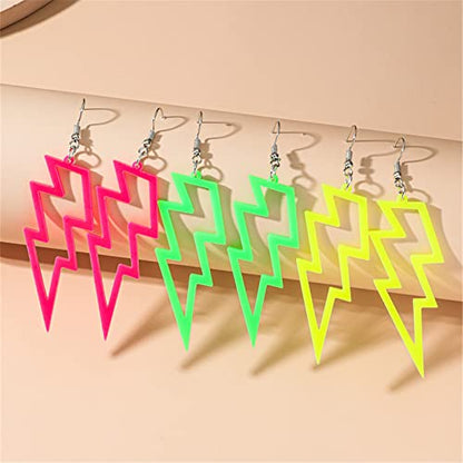ONLYJUMP Acrylic Exaggerated Lightning Earrings Statement Punk Retro Geometric Delicate Neon Personalized Earrings Accessory Jewelry for Women - color: Green