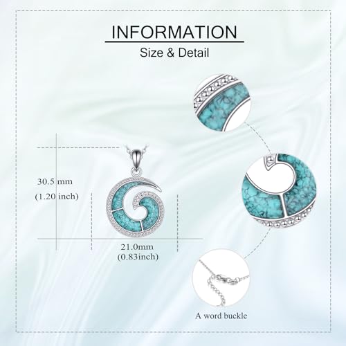ONEFINITY Ocean Wave Necklace for Women Turquoise Wave Pendant Necklace Beach Jewelry Gifts