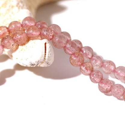 Simple 4mm Gemstones and Crystals Choker Necklace Unisex 16"-18" | Necklaces for Women Men, Adjustable, 40-45 cm Chain Length, Handmade, Spiritual Gemstones, Positive Energy, Daily Wear - style: Strawberry Quartz