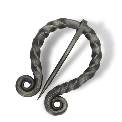 Armory Replicas™ Hand-Forged Viking & Celtic Cloak Pin Brooch – Medieval Fibula for Costumes, Reenactments, Cosplay & Historical Dress Accessories - style: Ornate Swirl Round