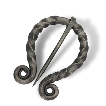 Armory Replicas™ Hand-Forged Viking & Celtic Cloak Pin Brooch – Medieval Fibula for Costumes, Reenactments, Cosplay & Historical Dress Accessories - style: Ornate Swirl Round