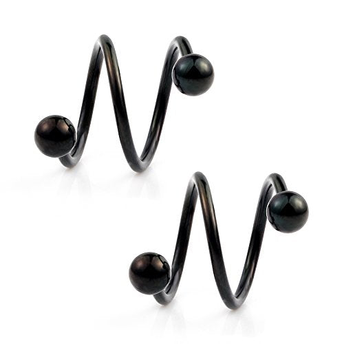 Ruifan 16G Stainless Steel Double Twist Ear Plug Earring Spiral Helix Stud Lip Ring Body Piercing Jewelry 8mm 10mm - style: 6Pairs - 10mm Mix Color