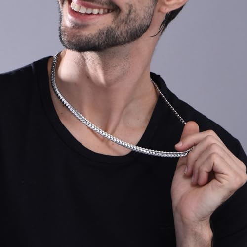 Snake Chain for Women Stainless Steel Dainty Choker Necklace Thin Layered Men Chain 8mm Width Gold/Black/Silver Plated Trendy Jewelry 18/20/22/24/26/28/30 Inch - color: 8MM-Silver Snake Chain, size: Length 20 Inches (women's average length)