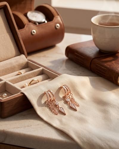 Gold Earrings for Women Trendy 14K Gold Plated Dangle Earrings Small Hoop Huggie Drop Stud Earrings Cubic Zirconia Simple Minimalist Dainty Chain Tassel Hypoallergenic Earrings - color: Chain & Rose Gold