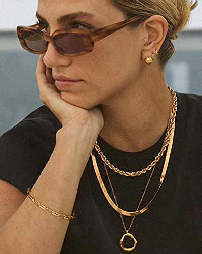 SOFYBJA 18k Gold Plated Personalized Chunky Cuban Oval Link Chain Bracelets for Men Toggle Rope Bracelet Jewelry for Women - style: Paperclip Chain Link Bracelet