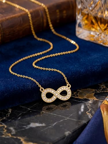 MODRSA Gold Stacked Layered Necklaces for Women Pearl Pendant Charm Cross Lariat Slip Shell Starfish Y Chain Necklace Adjustable Silver Boho Jewelry Gifts for Women Summer Vacation Beach Accessories - color: C2- Pendant Infinite - Gold