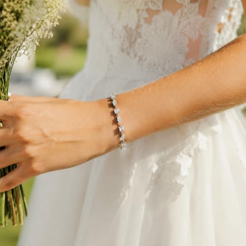 FANZE Gold Plated Cubic Zirconia Tennis Bracelets for Women Dainty Trendy Adjustable Bracelet Jewelry Gift for Ladies Wedding Mother Birthday Anniversary - style: Style 11