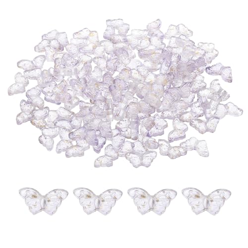 PATIKIL Butterfly Beads, 100Pcs Crystal Butterfly Beads Translucent Czech Glass Beads Spacer Bead for DIY Jewelry Making Bracelets Necklace - color: Light Purple