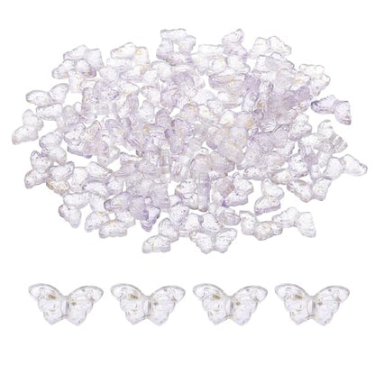 PATIKIL Butterfly Beads, 100Pcs Crystal Butterfly Beads Translucent Czech Glass Beads Spacer Bead for DIY Jewelry Making Bracelets Necklace - color: Light Purple