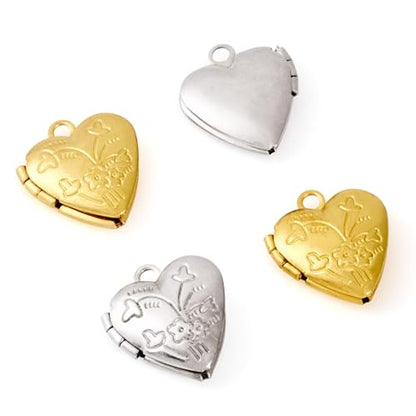 Elecrelive Locket Pendants Photo Frame Charms Memory Photo Charms Heart Locket Photo Frame Pendants - color: Gold and Silver, Flower