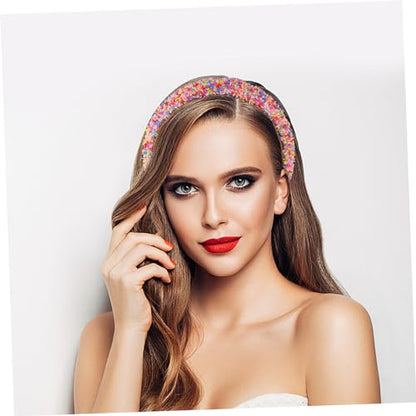 Women Headband Padded Wide Headband Face Care Accessory Hair Band Reusable Portable Comfortable Wide Edge Fashion Headwear for Daily Parties Weddings Jeweled Hairband for Women