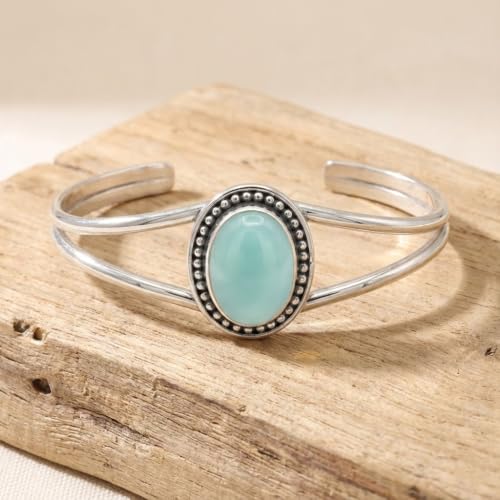 Tiger Eye Cuff Bracelet for Women 925 Silver Plated Handmade Oval Gemstone Bangle Adjustable Boho Western Style Wrist Jewelry Gift for Her Jewelry for Women By Dyeanddesign