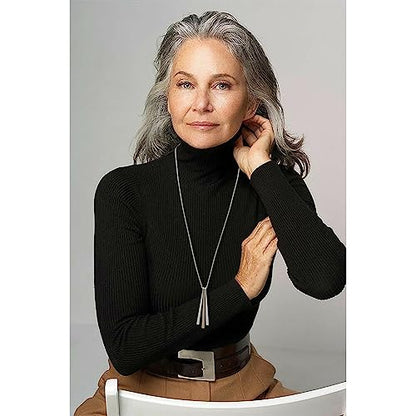 CLASSYZINT Long Silver Necklace For Women, Rope Chain Snake Chain With Pendant Necklace | Sweater Necklace | Teacher Gifts | Silver Pendants Necklace - color: Rope chain