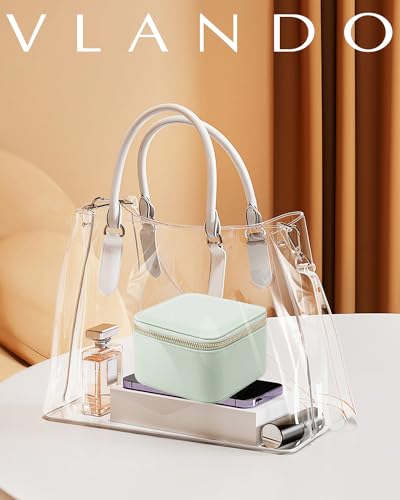 VLANDO Jewelry Travel Case,Travel Jewelry Organizer with Clear Velvet Jewelry Bags 6Pcs Zipper Pouch for Women Girl Gift-Mint Green - color: B.6PCS Mint Green