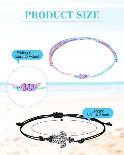 Hicarer 21 PC Surfer Wave Friendship Bracelet Set Waterproof Adjustable Boho Beach String Anklets Bulk, Summer Gift for Women - style: Assorted Style