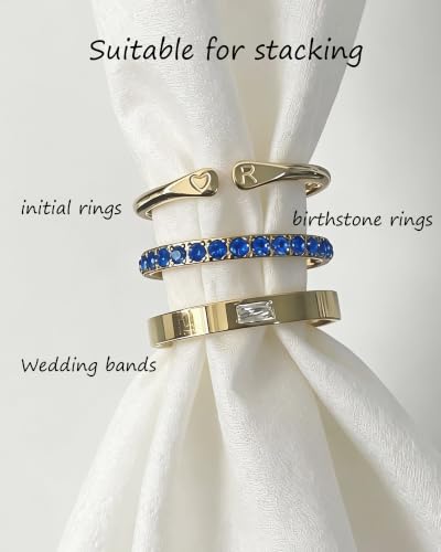 Birthstone Rings for Women 14K Gold Filled Stacking Rings for Oura Ring Gen 4/Oura Ring Gen 3, Cubic Zirconia Wedding Eternity Bands - color: 04. April
