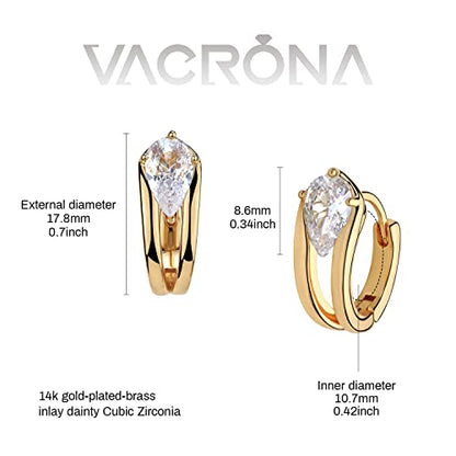Cubic Zirconia Huggie Earrings 14k Gold Plated Tiny Earrings Small Huggie Hoop Earrings Simple Lightweight Hoops Gift for Women - color: Drops water