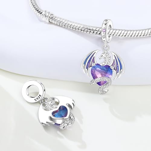 Charm for Bracelets and Necklaces, Heart Animals 925 Sterling Silver Bead Celestial Sun Moon Star Charms Jewelry Gift for Women Girls - color: Dragon Charm