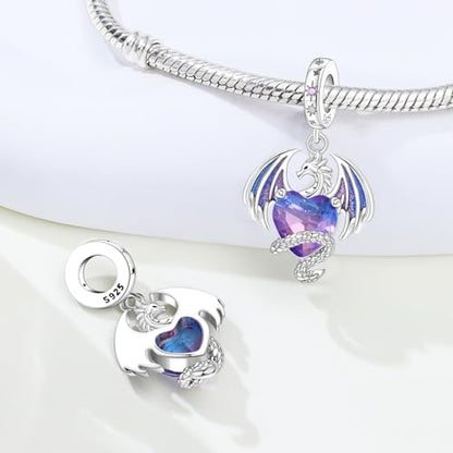 Charm for Bracelets and Necklaces, Heart Animals 925 Sterling Silver Bead Celestial Sun Moon Star Charms Jewelry Gift for Women Girls - color: Dragon Charm