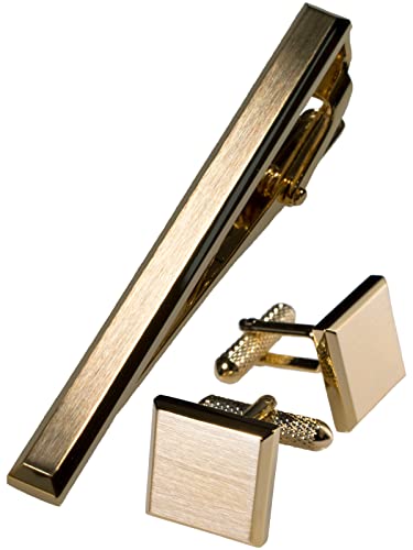 [TAVARAT] Tie Clip Tie Clips for Men Black Silver Light Gold Tie Bar Tie Pin Tps-163 - style: cufflinks set (light gold)