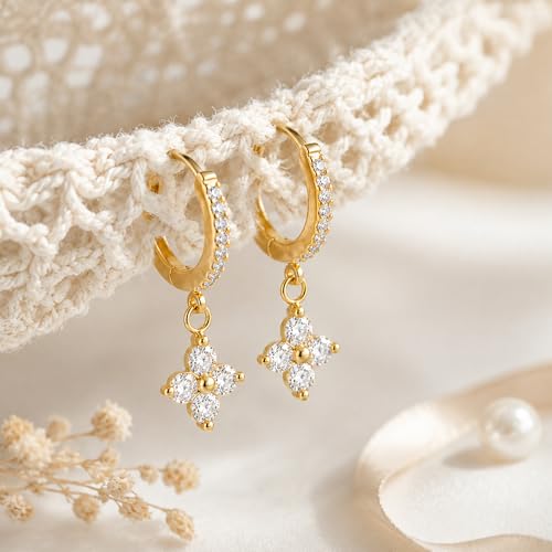 Mchic Dangle Earrings for Women: 18K Gold Plated CZ Drop Earrings Dainty Trendy Hypoallergenic Teardrop Bridal Wedding Style, Sparkly Elegant Dangling Jewelry Gift for Women Bridesmaid Prom Formal - color: Style 6-Gold