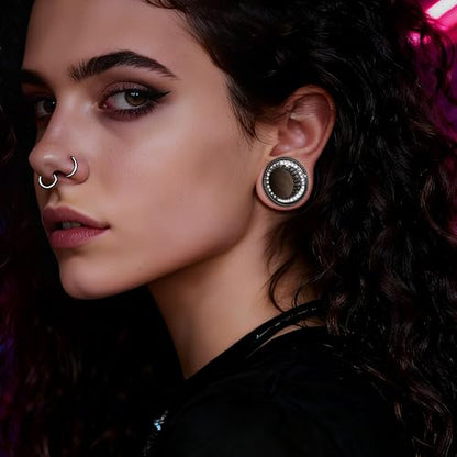 Vankula 2 Pcs Ear Gauges 0g(8mm)-5/8"(16mm) High Polish Single Flare Ear Tunnels 5A Cubic Zirconia Hypoallergenic Plugs for Stretched Ears Tapered Wedding Gift Body Jewelry - color: Black, size: 10mm(00G)