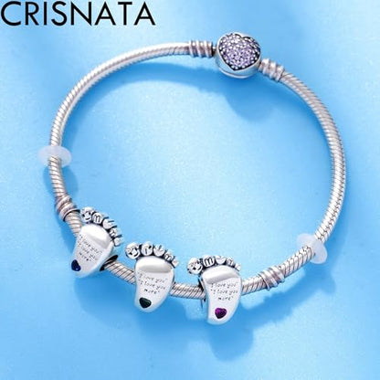 925 Sterling Silver Mothers Day Series Charms - Artist, Autism, Mother Daughter & Baby Foot Charms, Mom Crown & Nana Beads - Fits European Bracelet or Necklace - Gifts for Family, Lovers & Friends - color: Blue Baby Foot Charms