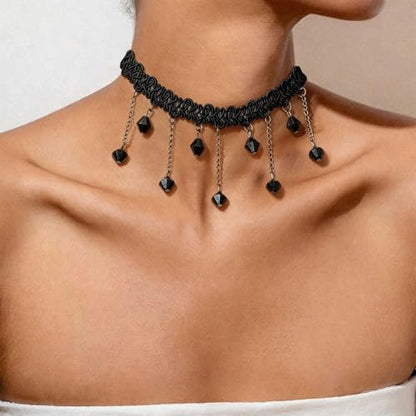 Black Necklaces for Women,Adjustable Layered Collar,Goth Jewelry - color: Pendant