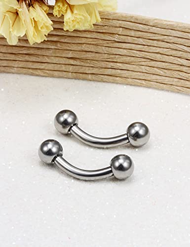 14G 16G Eyebrow Piercing Jewelry G23 Titanium Curved Barbell Eyebrow Ring Vertical Labret Lip Jewelry Rook Daith Earrings Piercing Jewelry for Women Men 6mm 8mm 10mm 12mm 14mm 16mm - color: 14G-8mm