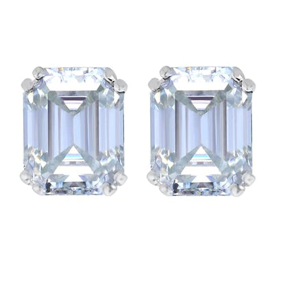 925 Sterling Silver 2-4 Carat Lab Simulation-Diamond Stud Earrings 5A Cubic Zirconia Stud Earrings Hypoallergenic White Gold Plated, Perfect Jewelry Gifts - style: Emerald Cut 8x10MM