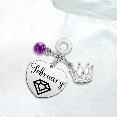Birthday Gifts for Women Birthstone Charms for Bracelets Necklaces Jewelry Gift for Mom Wife Daughter Granddaughter Niece Sister Girlfriend - color: February