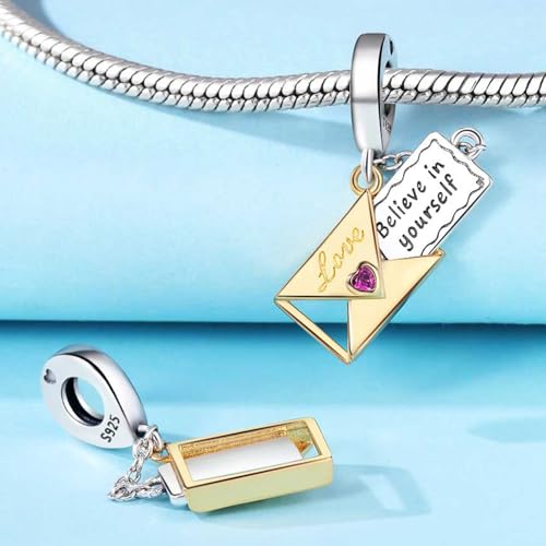 CYCUFF 925 Sterling Silver Charms Suitable for Charm Necklaces, Bracelet Pendants Beads Jewellery Gift for Women - color: Mysterious Envelope Charm