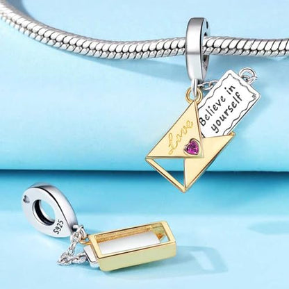 CYCUFF 925 Sterling Silver Charms Suitable for Charm Necklaces, Bracelet Pendants Beads Jewellery Gift for Women - color: Mysterious Envelope Charm