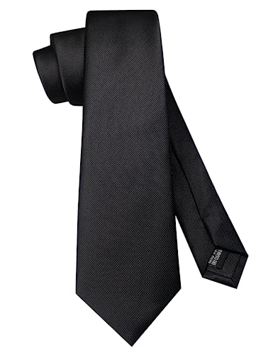 JEMYGINS Solid Color Formal Necktie and Pocket Square Tie Clip Sets for Men - color: Black