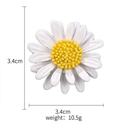 Multicolor Cute Daisy Flower Brooch Pins, Plant Sunflower Suit Lapel Pin,Pink Yellow White Sun Flower Dress Neckline Pin Enamel Charm Daisy Coat Collar Brooch for Women Girls Men Jewelry Gifts - color: C white