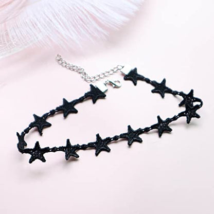 Nova&Aria Chokers Set For Women Heart Choker Necklaces Flower Pendant Velvet Cute Pink Turquoise Blue White Black Choker Necklace Christmas Colorful Lace Chokers - color: Pink&Black&Green