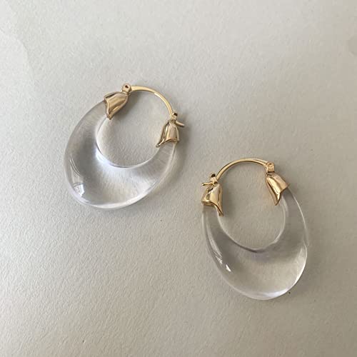 Acrylic Hoop Earrings Geometric Resin Minimalist Statement Chunky Hoops for Women - style: A: oval