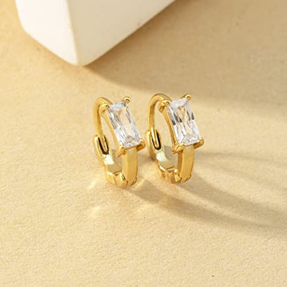DAILY VIBES Dainty Butterfly Cross CZ Small Huggie Hoop Earrings for Women | Hypoallergenic, 14K Gold Plated Hoops, Tiny Cubic Zirconia, Cartilage Hoop Earrings for Women Trendy - color: White